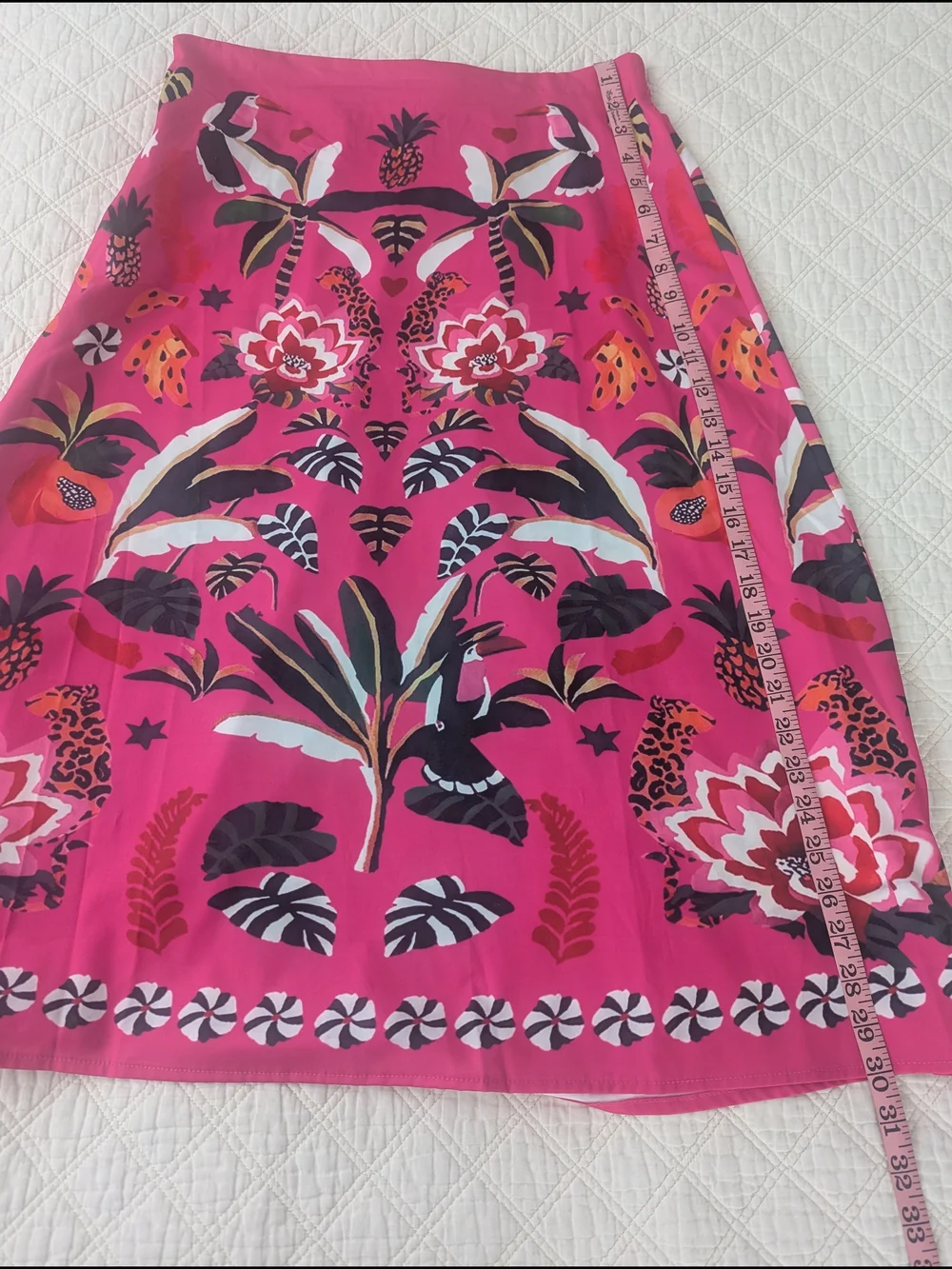 Hot Pink Tropical Maxi Skirt with Floral & Palm Motifs - Picture 4 of 4